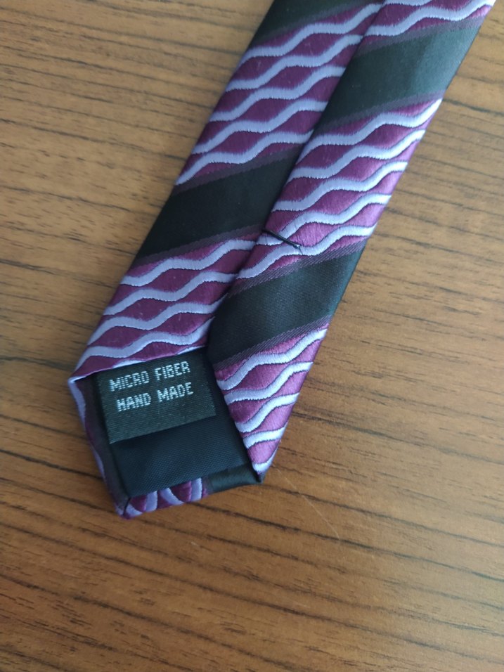 Mor ve Gri Desenli Klasik Erkek Kravat - Görsel 4