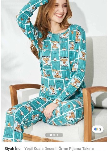 Turkuaz Baskılı Kolsuz Midi Kadın Pijama - Görsel 4