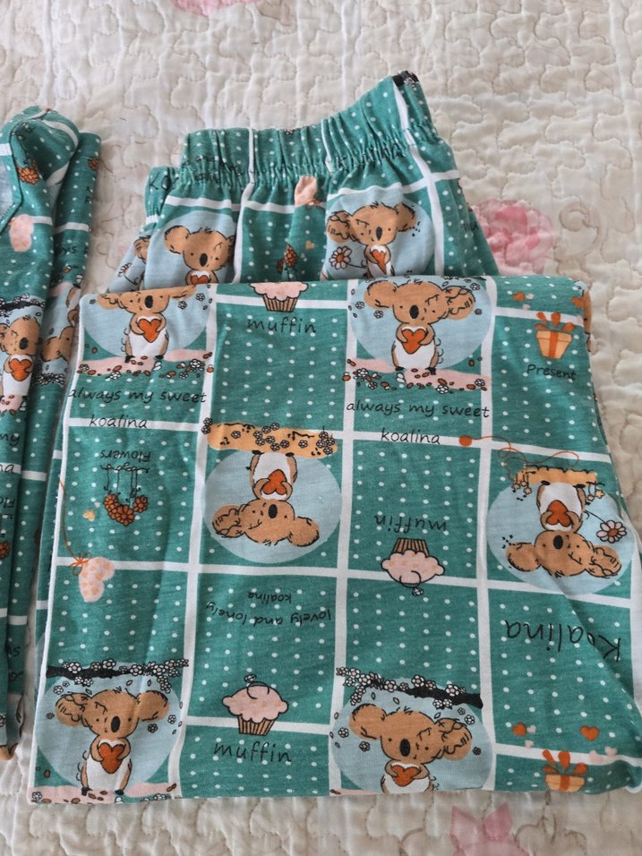 Turkuaz Baskılı Kolsuz Midi Kadın Pijama - Görsel 2