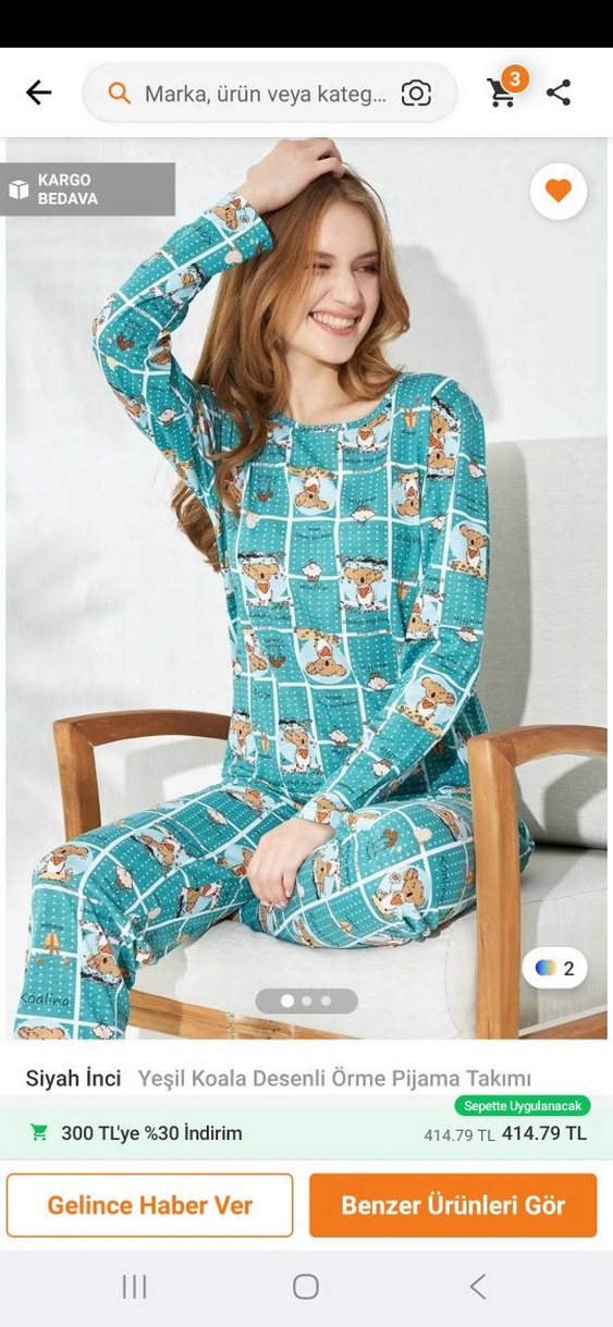 Turkuaz Baskılı Kolsuz Midi Kadın Pijama - Görsel 4