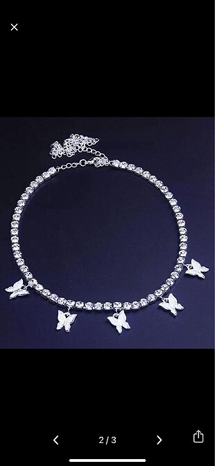 Kelebekli gümüş choker kolye