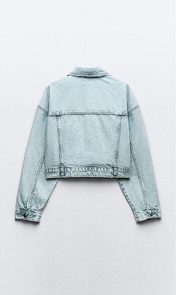 s Beden mavi Renk Zara Distressed Detaylı Crop Denim Ceket