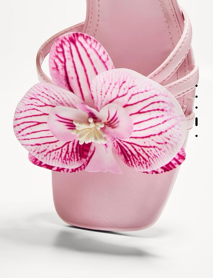 Pembe Çiçekli İnce Topuklu Bershka - Görsel 2