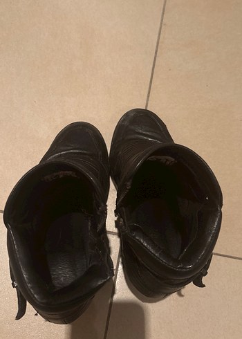 Siyah Deri Biker Dolgu Topuklu Botlar - Görsel 5