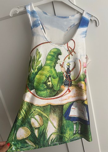 Alice in wonderland Baskılı Drapeli Kadın Atlet - Görsel 2