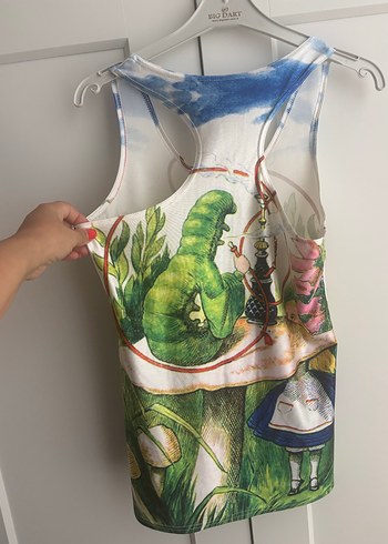 Alice in wonderland Baskılı Drapeli Kadın Atlet - Görsel 5