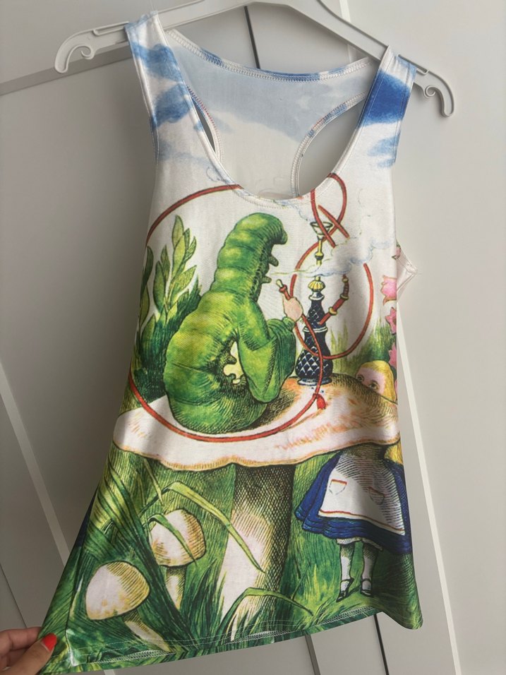 Alice in wonderland Baskılı Drapeli Kadın Atlet - Görsel 2