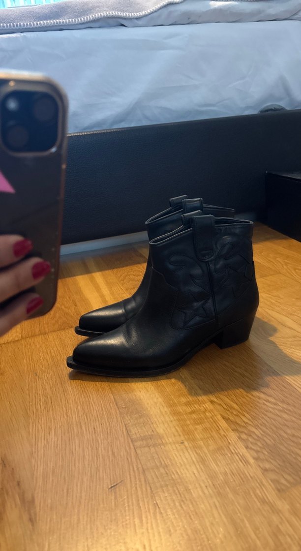 Academia Siyah kısa kovboy Kadın Topuklu Bot - Görsel 2