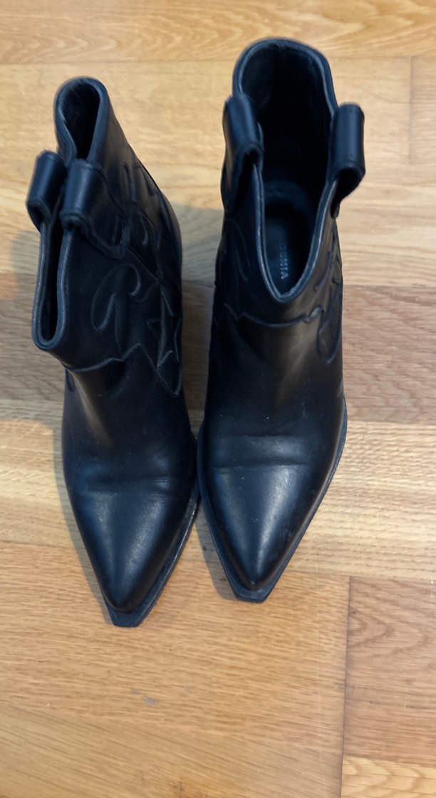 Academia Siyah kısa kovboy Kadın Topuklu Bot - Görsel 4