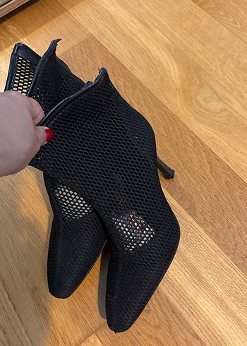 Siyah File Stiletto Topuklu Kadın Bot - Görsel 8