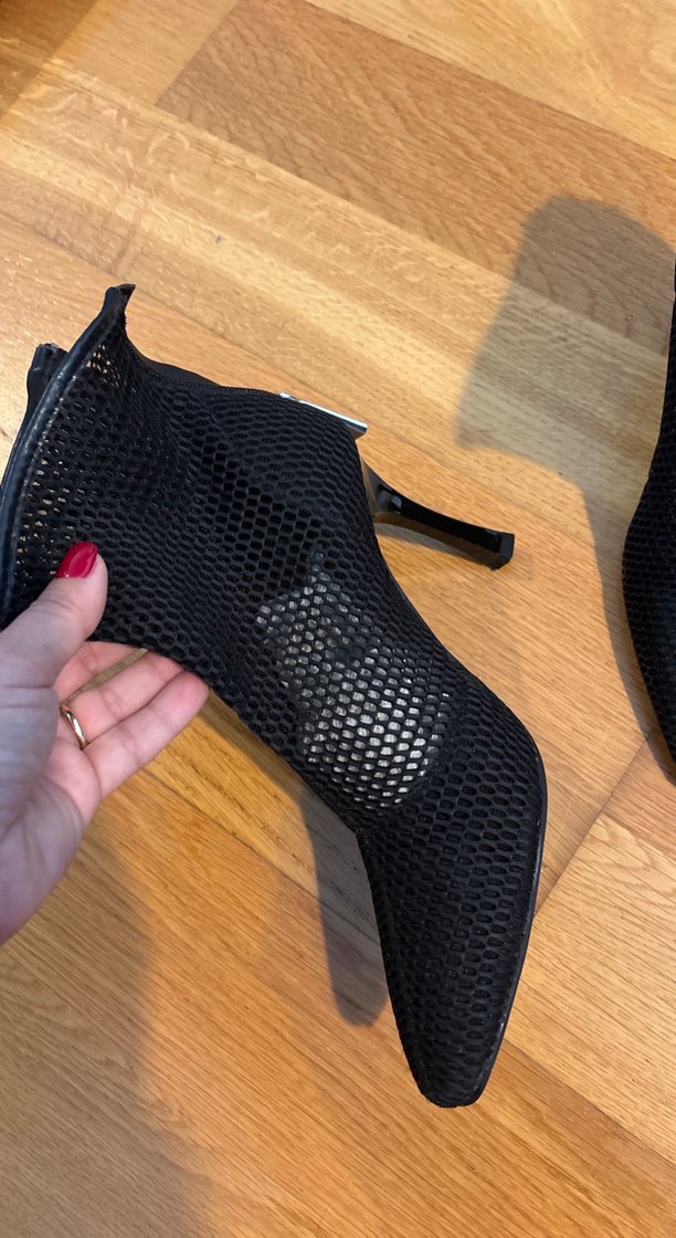 Siyah File Stiletto Topuklu Kadın Bot - Görsel 3