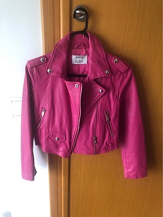 Bershka pembe biker deri ceket