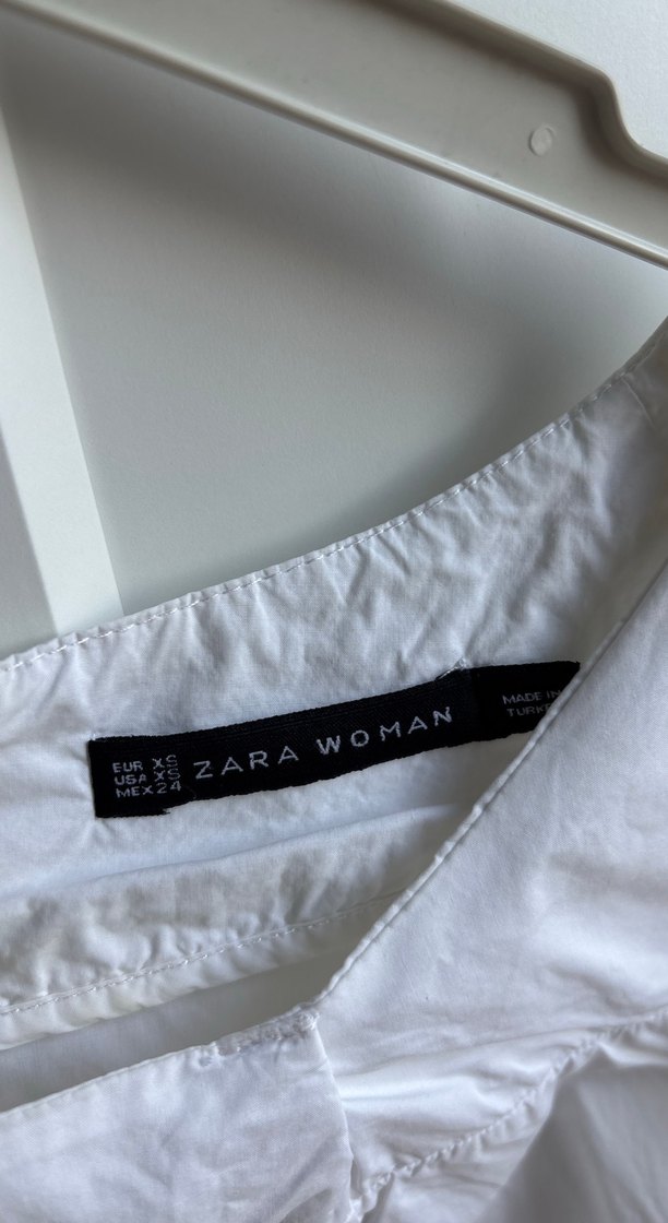 Kadın Beyaz Keten Kısa Kollu Bluz - Görsel 3