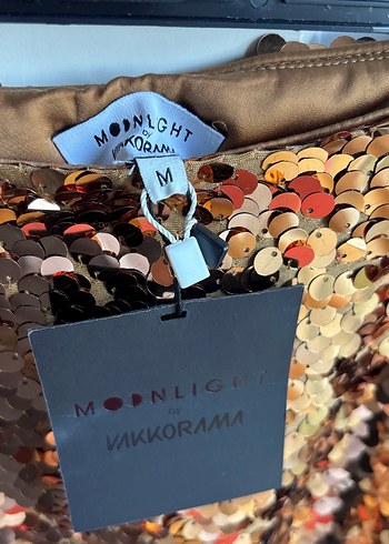 Parlak Gold Simli Uzun Kadın Etek - Görsel 2