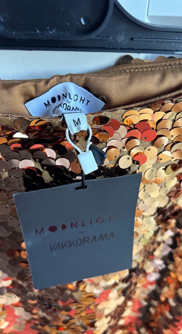 Parlak Gold Simli Uzun Kadın Etek - Görsel 2