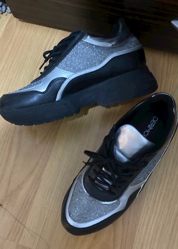 Gri Kadın Spor Ayakkabı Yüksek Topuklu - Görsel 3