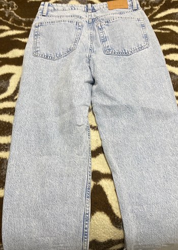 Kadın Mavi Zebra Desenli Midi Kot Pantolon - Görsel 6