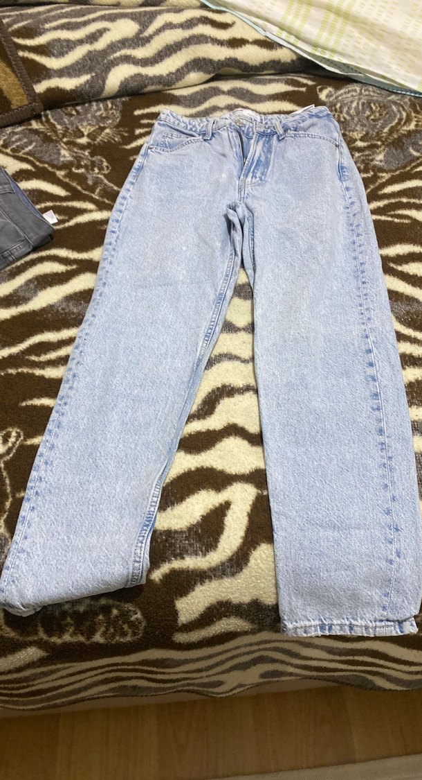 Kadın Mavi Zebra Desenli Midi Kot Pantolon - Görsel 5