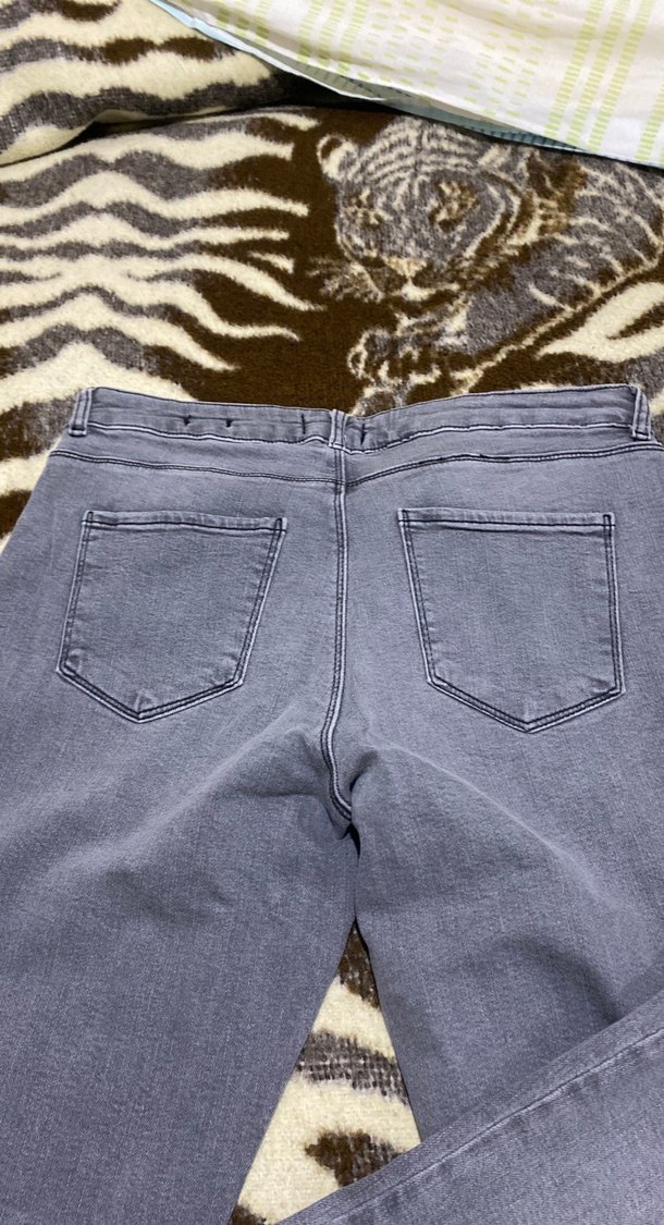 Gri Zebra Desenli Kadın Denim Pantolon - Görsel 2