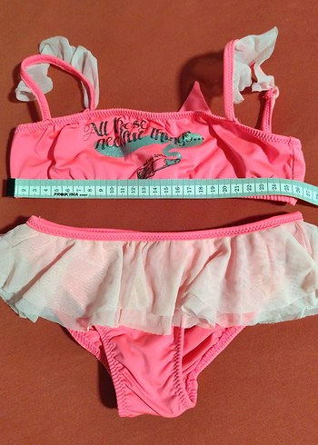 Kız Çocuk Pembe Baskılı Bikini - Görsel 2