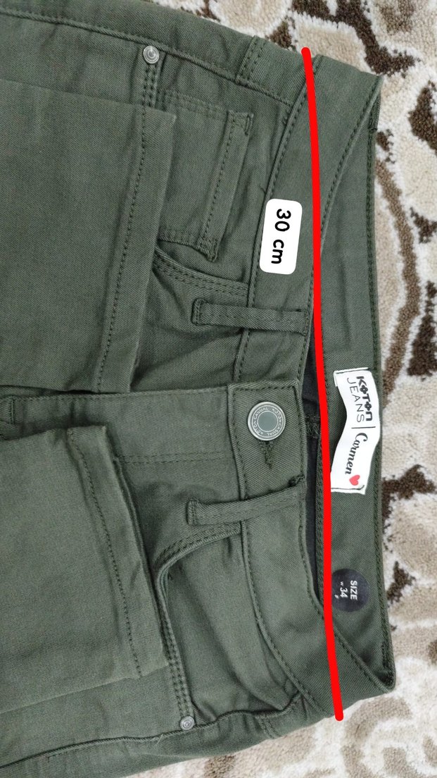 Kadın Haki Kumaş Pantolon, Normal Boy, Regular Fit - Görsel 2