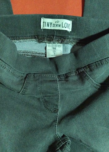 Kız Çocuk Gri Baskılı Streç Denim Pantolon - Görsel 3