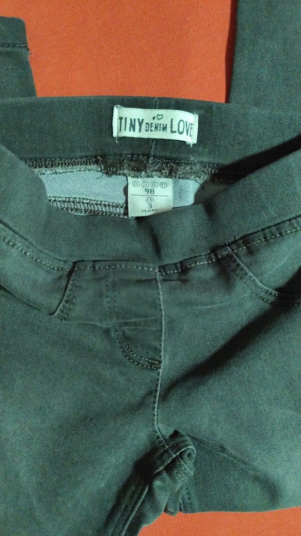 Kız Çocuk Gri Baskılı Streç Denim Pantolon - Görsel 3