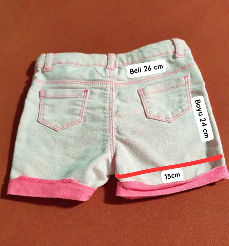 Kızlar için Pembe Bağcıklı Pamuk Şort - Görsel 2