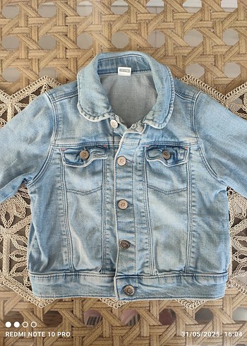 Kız Çocuk Mavi Denim Düğmeli Ceket