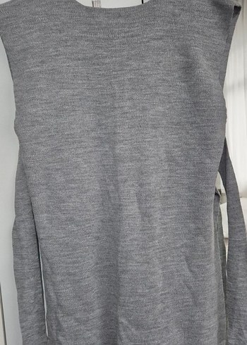 Gri V Yakalı Örgü Kolsuz Kadın Süveter - Görsel 3