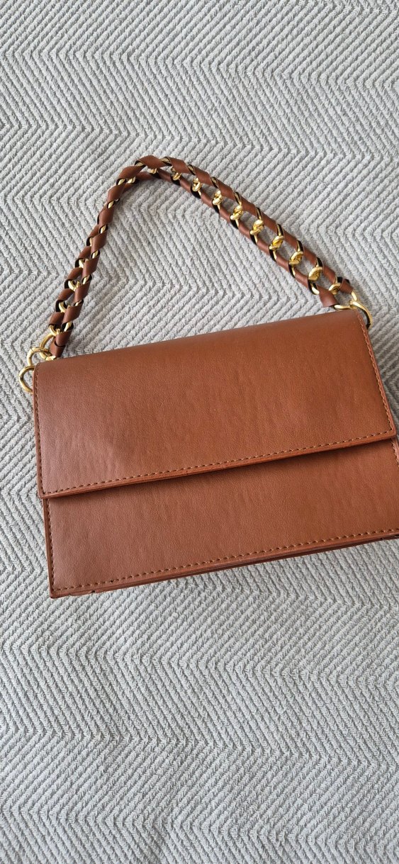 Zincir Detaylı Kahverengi Deri Kadın Çanta - Görsel 3