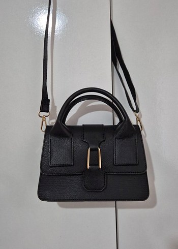 Siyah Deri Tokalı Kadın El Çantası - Görsel 5