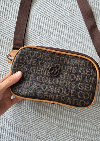 Kahverengi Deri Baskılı Kadın Çapraz Çanta - Görsel 5