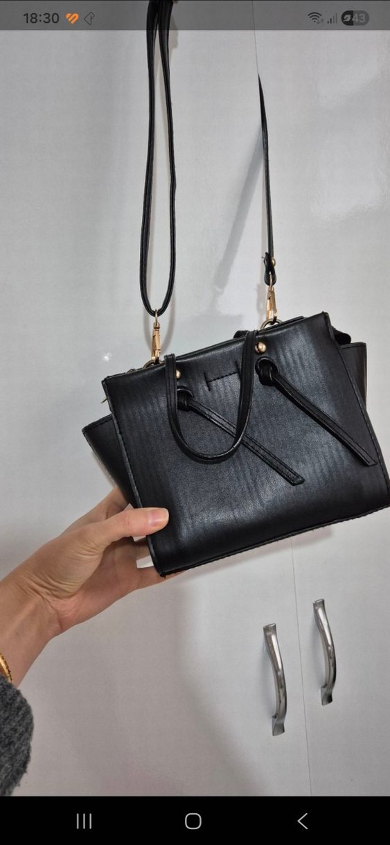 Siyah Nakışlı Deri Kadın Çanta - Görsel 5