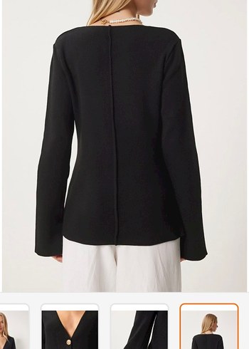 Düğmeli Siyah Kadın Blazer Ceket - Görsel 6