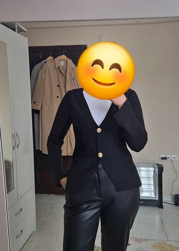 Düğmeli Siyah Kadın Blazer Ceket - Görsel 2