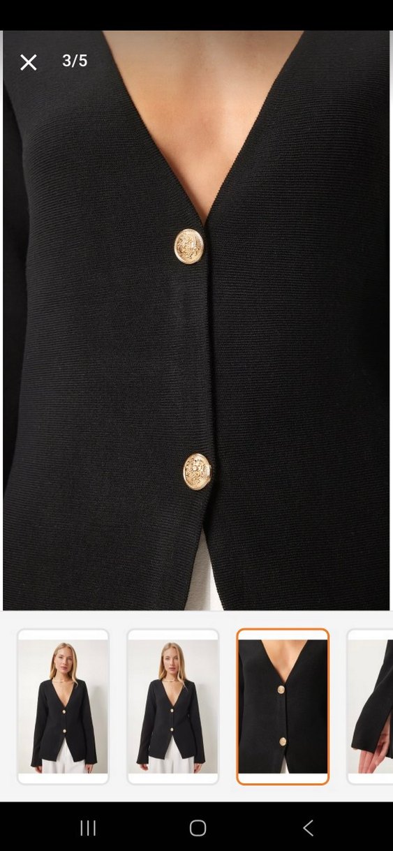 Düğmeli Siyah Kadın Blazer Ceket - Görsel 4