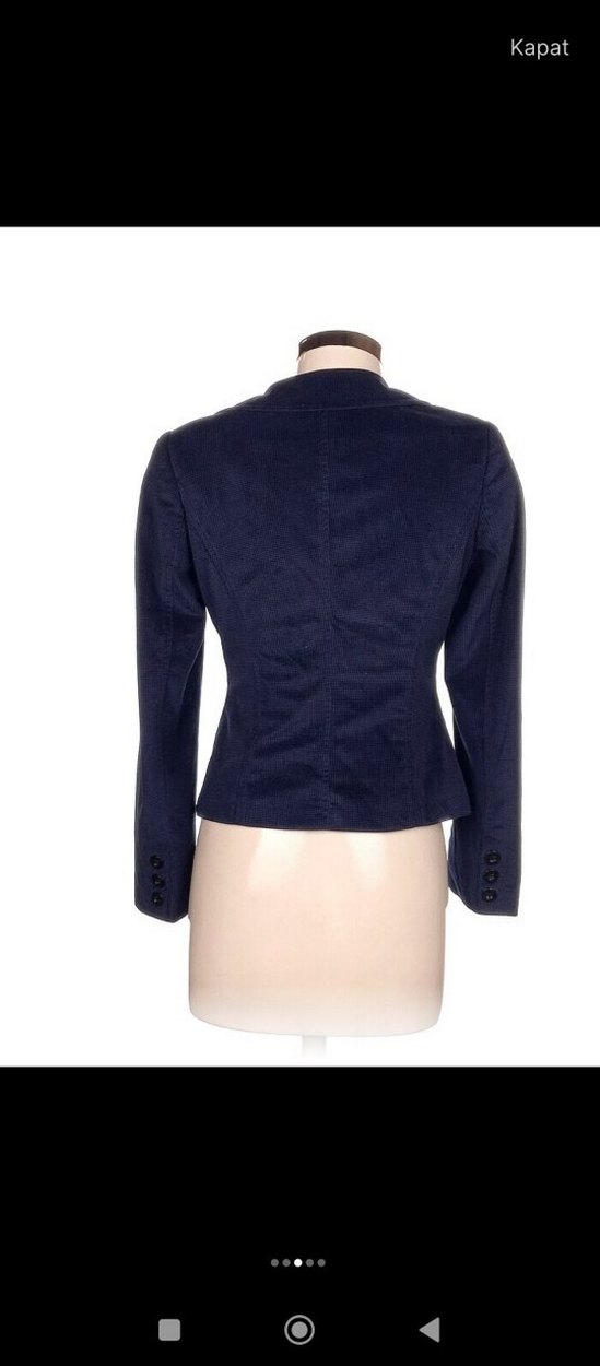 Düğmeli Lacivert Kadın Süet Blazer Ceket - Görsel 3