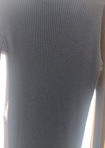 Siyah Boğazlı İnce Örgü Kadın elbise - Görsel 3