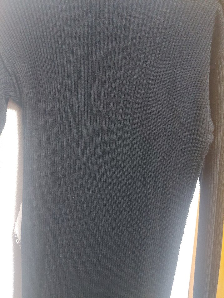 Siyah Boğazlı İnce Örgü Kadın elbise - Görsel 3