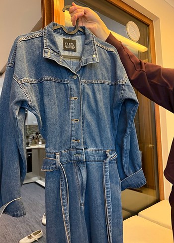 Kadın Mavi Denim Uzun Tulum - Görsel 3