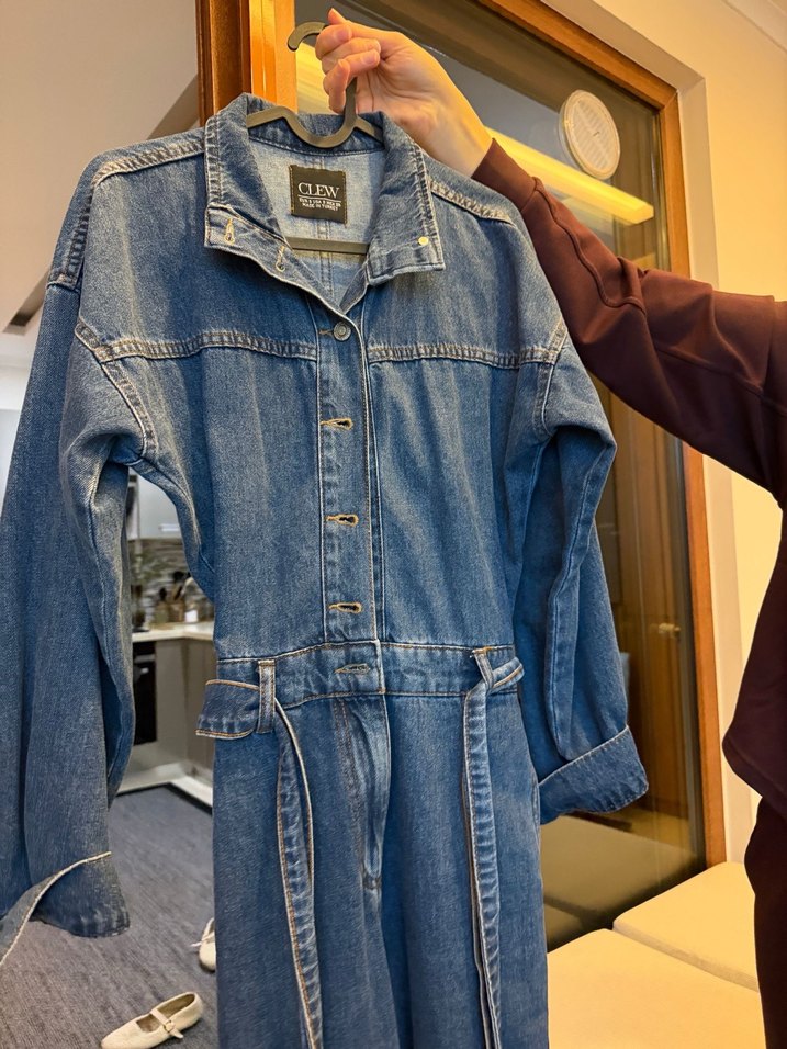 Kadın Mavi Denim Uzun Tulum - Görsel 3