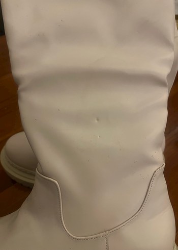 Beyaz Kadın Deri  Çizme - Görsel 5