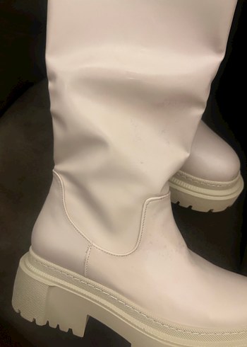 Beyaz Kadın Deri  Çizme - Görsel 2