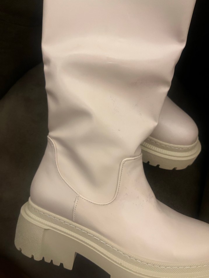 Beyaz Kadın Deri  Çizme - Görsel 2