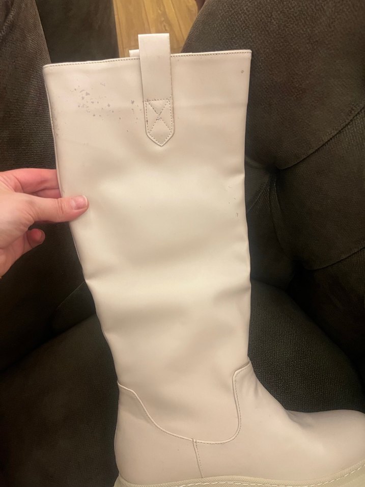 Beyaz Kadın Deri  Çizme - Görsel 3