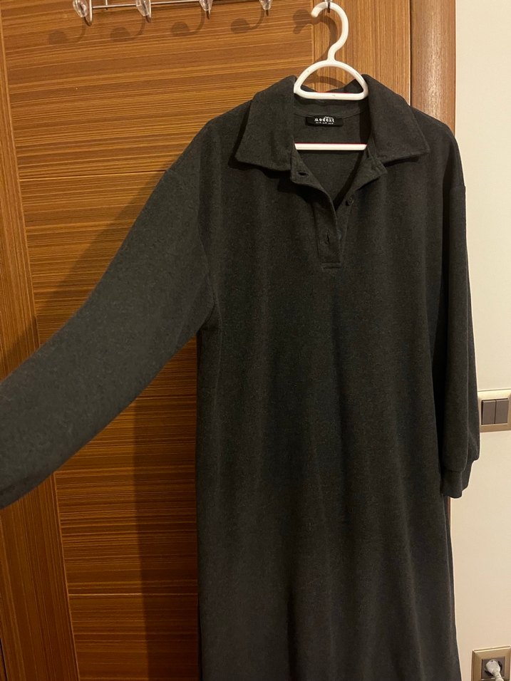 Uzun Kollu Rahat Kesim Elbise - Görsel 4