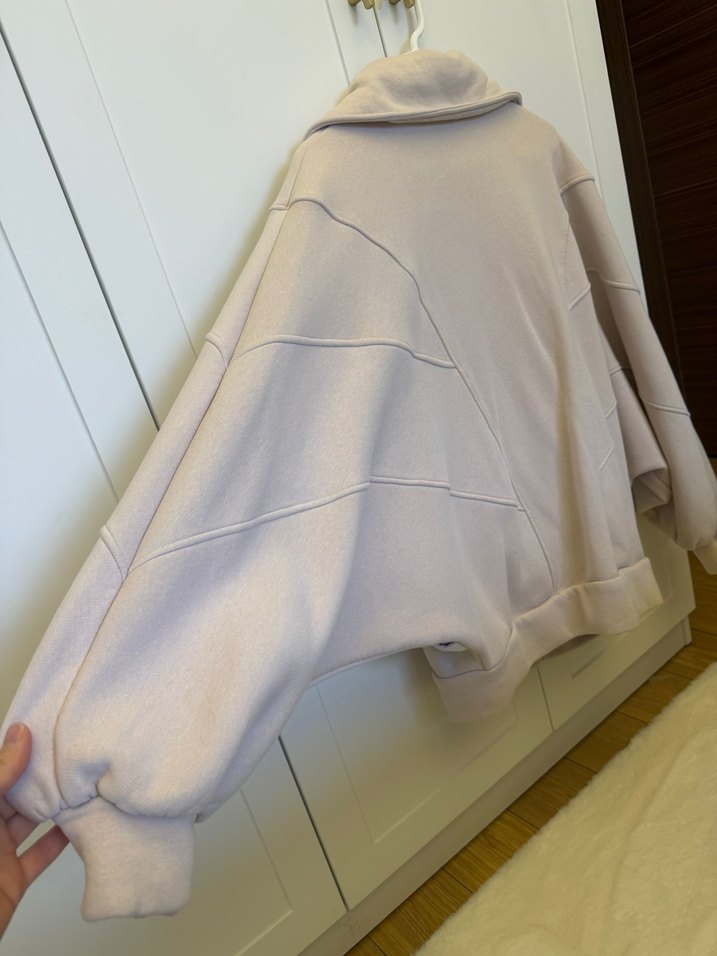 Bej Kadın Fermuarlı Street Sweatshirt - Görsel 4