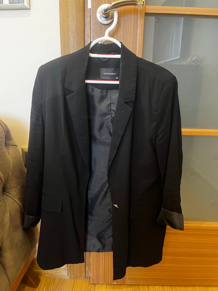 Siyah Düğmeli Kadın Blazer Ceket - Görsel 5