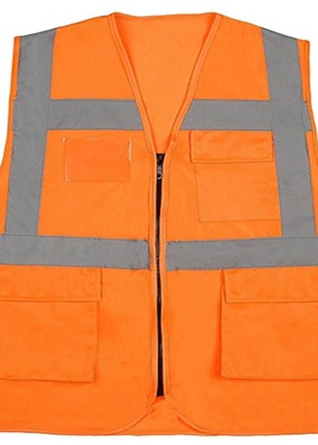 Diger Erkek Turuncu Reflektörlü Fermuarlı Yelek